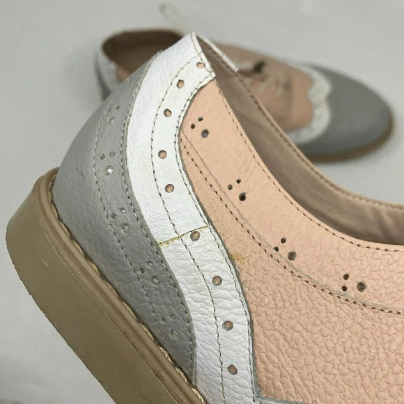 Ana Maria Oxford Pink  Gray Loafers Shoes EU 36 Faux Leather Rockabilly Brogues - Picture 5 of 8